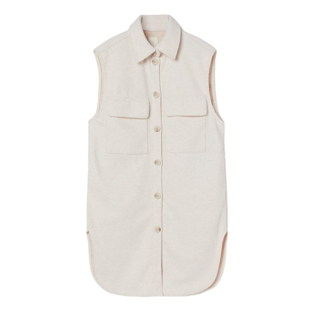 H&M Light Beige Sleeveless Shirt Jacket Vest - Size XS